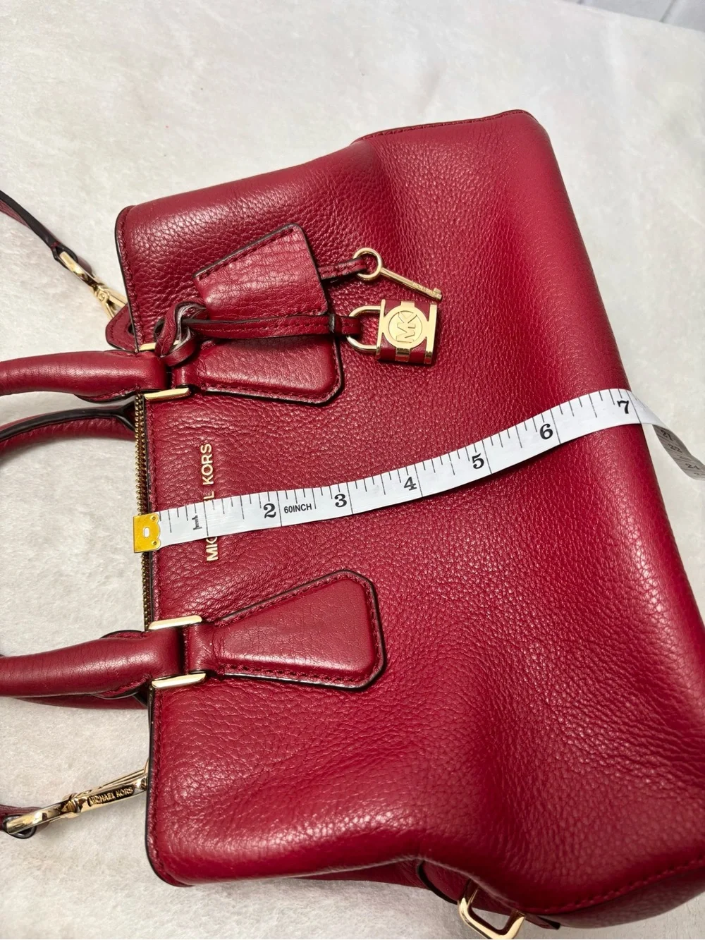 Michael Kors Leather Camille Satchel Cherry Red  with gold‎ hardware